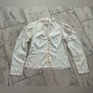 Vintage Gunnies Gunne Sax Jessica McClintock Blouse 
Pearls
Lace
Satin
Ivory
13